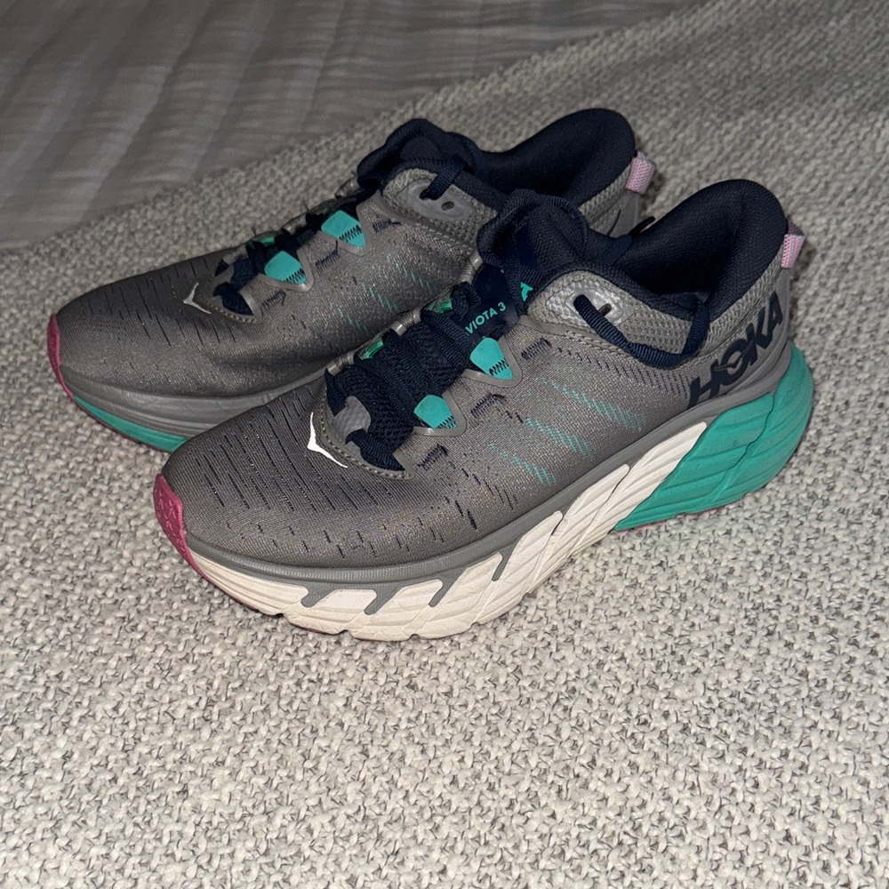 HOKA Women's Gray & Teal Running Shoes